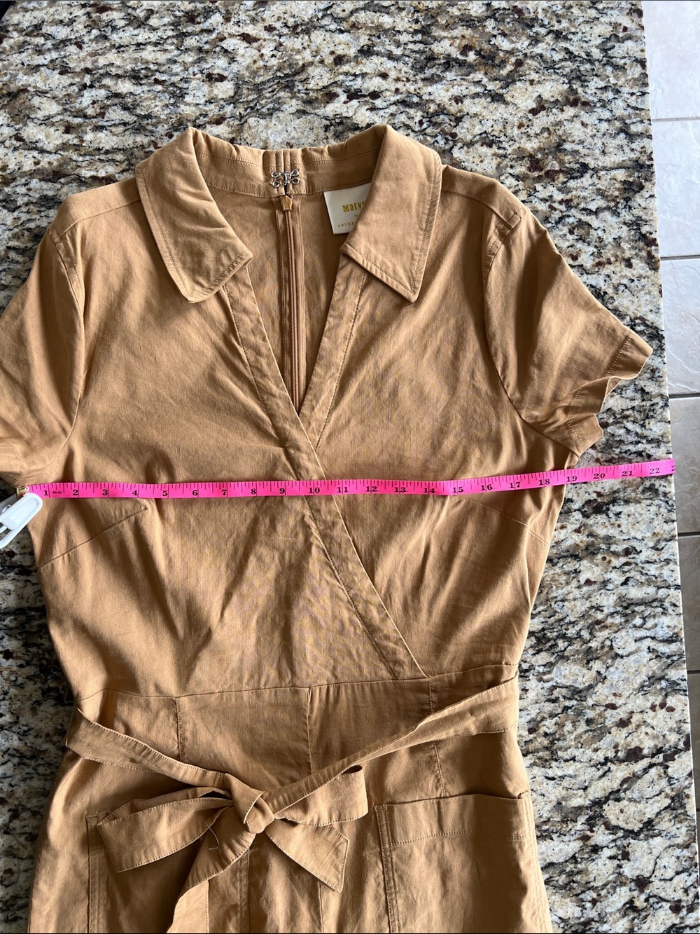 NWT Maeve by Anthropology Faux-Wrap Short-Sleeve Culotte Jumpsuit Sz 16 - Picture 9 of 10